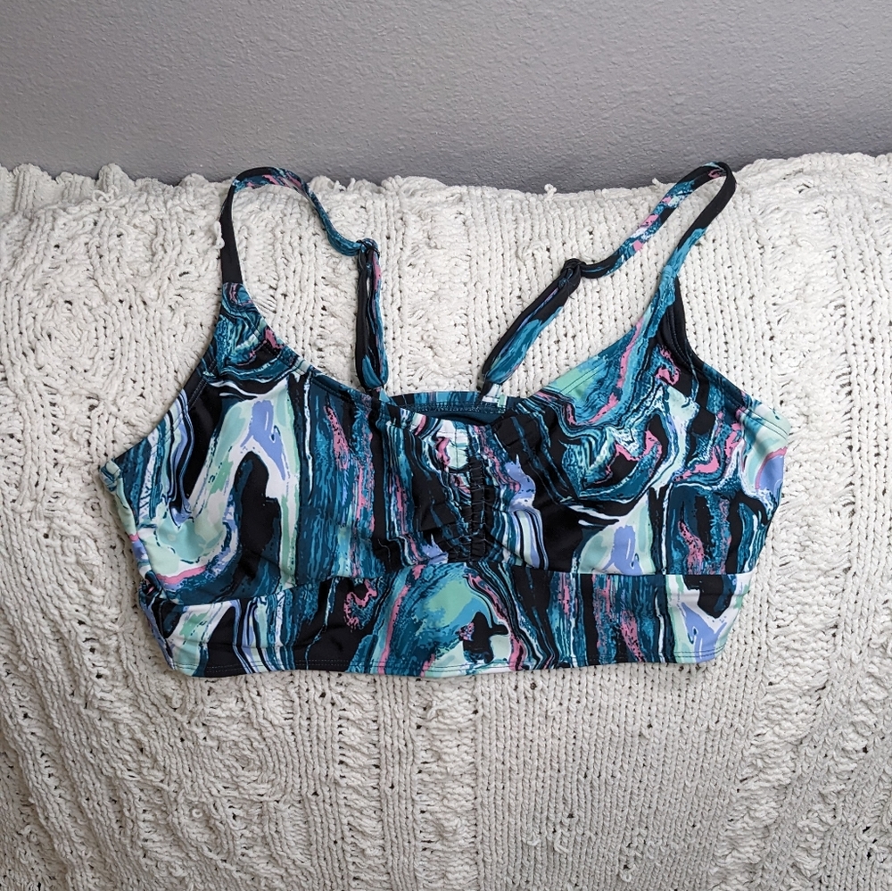 All In Motion Large Longline Bikini Top, Marble Pattern